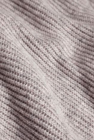 Grey Cashmere/Wool Blend Rib Scarf